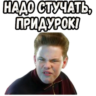 😠 НАДО СТУЧАТЬ, ПРИДУРОК! ruso, insulto, meme, gracioso, ofensivo whatsapp sticker