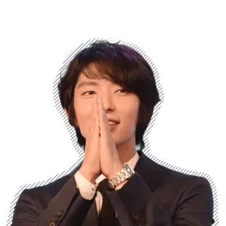 🙏 คน, ผู้ชาย, ชุดสูท, ยิ้ม, ทักทาย whatsapp sticker