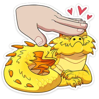 🥰 smok, zwierzę domowe, słodki, fantasy, gad, ręka, serca, uczucie telegram sticker