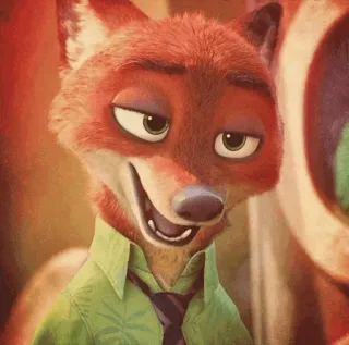 🦊 Nick Wilde Zootopia fuchs, cartoon, tier, animiert, disney, lächelnd telegram sticker