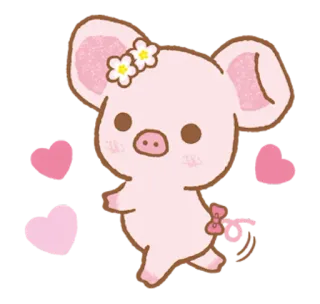 😊 cerdo, lindo, kawaii, animal, dibujos animados, corazón, rosa telegram sticker