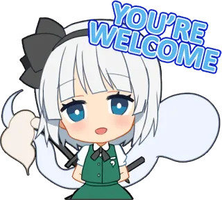 😊 YOU'RE WELCOME anime, chibi, thank you, kawaii, cute telegram sticker