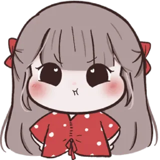 🍥 милый, девушка, каваий, мультфильм, красный, румянец whatsapp sticker