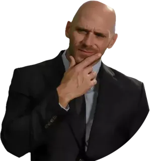 🤔 Johnny Sins 男性, スーツ, ハゲ, 考え中, ポルノスター telegram sticker