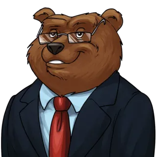 🤓 oso, empresario, traje, corbata, gafas, dibujos animados whatsapp sticker
