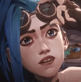🌀 Jinx Arcane Jinx, Arcane, League of Legends, pelo azul, animado telegram sticker