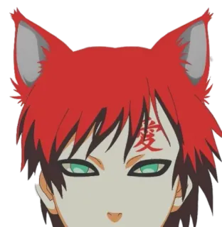 🐱 Gaara Naruto 愛 гаара, наруто, аниме, манга, лисьи уши, фанарт telegram sticker
