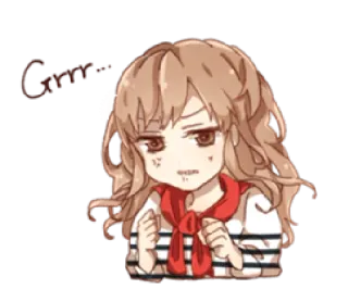😤 Grrr... anime girl, angry, grumpy, chibi, cartoon, expression, frustrated telegram sticker