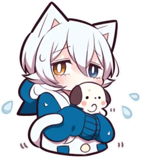 😗 anime, catgirl, dog, kawaii, cute, cartoon, chibi telegram sticker