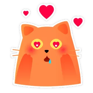 😍 кот, любовь, сердечки, животное, оранжевый, милый, стикер, мультфильм telegram sticker
