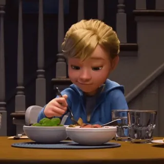 😋 Riley Andersen Inside Out Riley, Inside Out, character, animation, eating, dinner telegram sticker