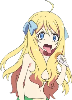 🍦 Anime, Chica, Pelo rubio, Sacando la lengua, Verano, Helado whatsapp sticker