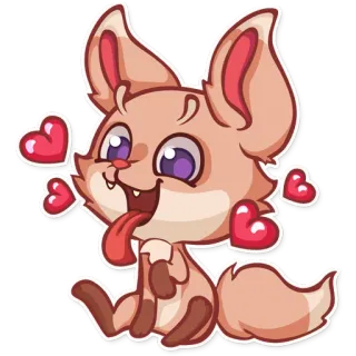 😍 cartoon, animal, fox, cute, hearts, sticker telegram sticker