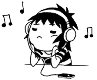 😍 Garota anime, Fones de ouvido, Música, Ouvindo, Desenho animado, Chibi, Entediado/a telegram sticker