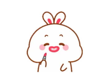 🐰 토끼, 메이크업, 립스틱, 만화, 귀여운, 깜찍한 telegram sticker