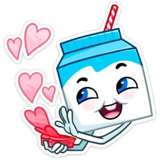 🥰 milch, cartoon, herz, liebe, süß, getränk whatsapp sticker