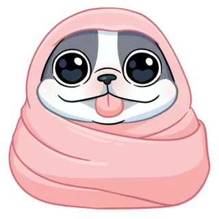 😛 cachorro, filhote, animal, fofo, kawaii, animal de estimação, desenho animado, cobertor, aconchegante telegram sticker