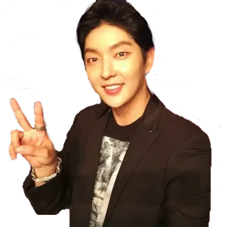 ✌️ man, smiling, peace sign, formal wear, korean telegram sticker