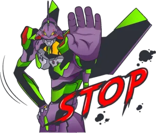 👎 STOP Anime, Robot, Stop, Neon Genesis Evangelion, Eva telegram sticker