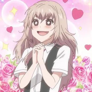 ➰ Anime, Ragazza, Carina, Cuori, Scintille, Sorridendo whatsapp sticker