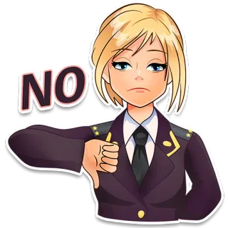 👎 NO militare, uniforme, no, non mi piace, donna, ufficiale whatsapp sticker
