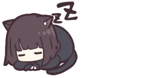 ❤️ z fille chat, dormant, mignon, chibi, animé telegram sticker