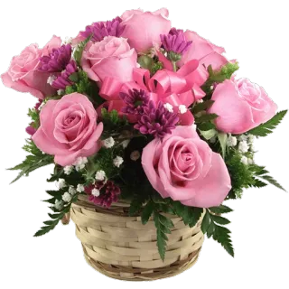💐 цветы, розы, розовый, букет, корзина, цветочная композиция telegram sticker