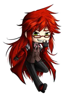 😏 Grell Sutcliff Black Butler Аниме, Манга, Чиби, Гробовщик, Тёмный дворецкий, Жнец telegram sticker