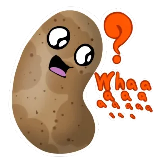 😵 Whaaaaa 土豆, 卡通, 哇, 问号, 贴纸, 搞笑, 漫画, 动画 telegram sticker