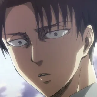 ☁️ Levi Ackerman Attack on Titan anime, attack on titan, levi, character, serious, concerned, manga telegram sticker