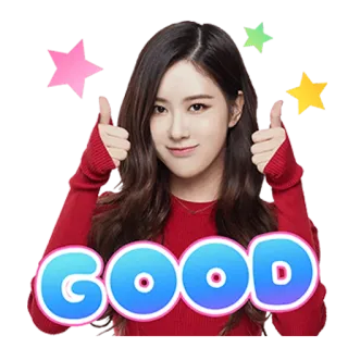 👍 GOOD อนุมัติ, ยกนิ้ว, เชิงบวก, ดี, เกาหลี, ผู้หญิง, ร่าเริง telegram sticker