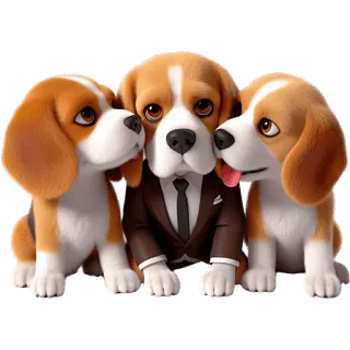 😔 dog, beagle, puppy, cute, cartoon, animal, pet telegram sticker