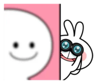 👀 süß, Hase, Cartoon, Kaninchen, Fernglas, weiß whatsapp sticker