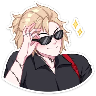 😎 Anime, Personaggio, Occhiali da sole, Figo, Capelli biondi telegram sticker