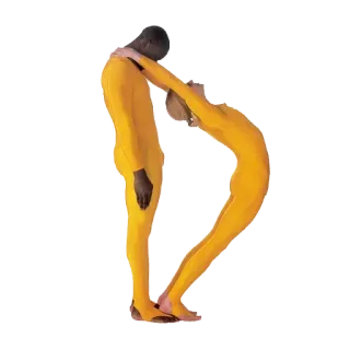 🥺 Lettre D, Art corporel, Art performance, Alphabet, Costumes jaunes, Forme humaine whatsapp sticker