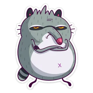 😠 rakun, kartun, binatang, stiker, lucu, imut telegram sticker