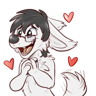 😍 Furry, Antropomórfico, Cachorro, Desenho animado, Corações, Fofo, Amor telegram sticker