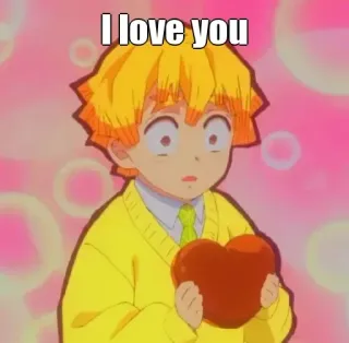 🙂 Zenitsu Agatsuma Demon Slayer I love you Anime, Cinta, Karakter, Hati, Demon Slayer, Kartun, Zenitsu telegram sticker