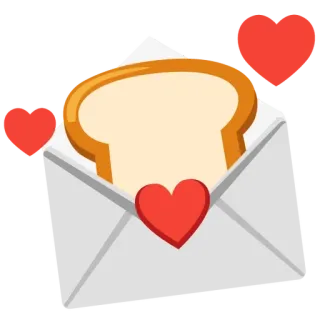🍞 Roti bakar, Amplop, Cinta, Hati, Makanan, Pesan telegram sticker