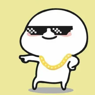 😎 การ์ตูน, ตัวละคร, แว่นกันแดด, สร้อยคอทอง, เท่ telegram sticker