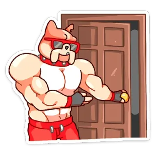 😎 chien, dessin animé, musclé, animal, drôle, personnage telegram sticker