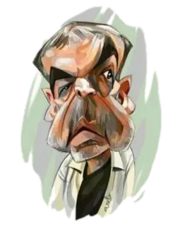 😏 карикатура, портрет, мужчина, лицо, рисунок, арт telegram sticker