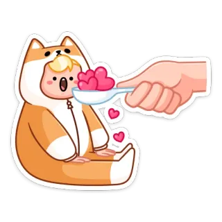 ❤️ стикер, малыш, милый, костюм животного, сердце, любовь telegram sticker