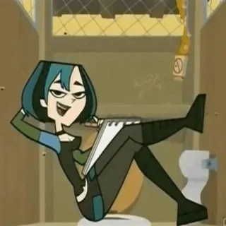 🐉 Gwen Total Drama gwen, total drama, dibujos animados, personaje, baño whatsapp sticker