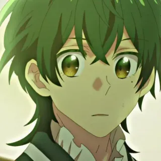 😶 Animé, Dessin animé, Portrait, Cheveux verts, Mâle, Personnage telegram sticker