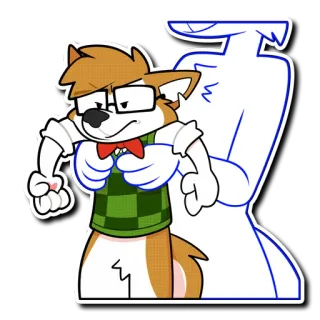 😠 Dibujos animados, Antropomórfico, Perro, Nerd, Gafas, Pajarita, Personaje telegram sticker