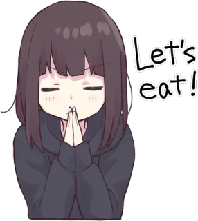 🙏 Let's eat! anime, food, eating, kawaii, cute, girl telegram sticker