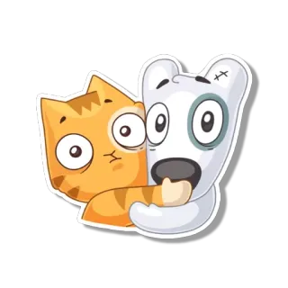 😱 gato, perro, abrazo, lindo, animal telegram sticker