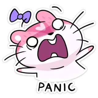 😱 PANIC pânico, assustado, desenho animado, fofo, hamster, rosa, engraçado, emoção, expressão telegram sticker