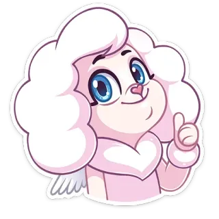 👍 Мультфильм, Ангел, Милый, Иллюстрация, Причудливый whatsapp sticker